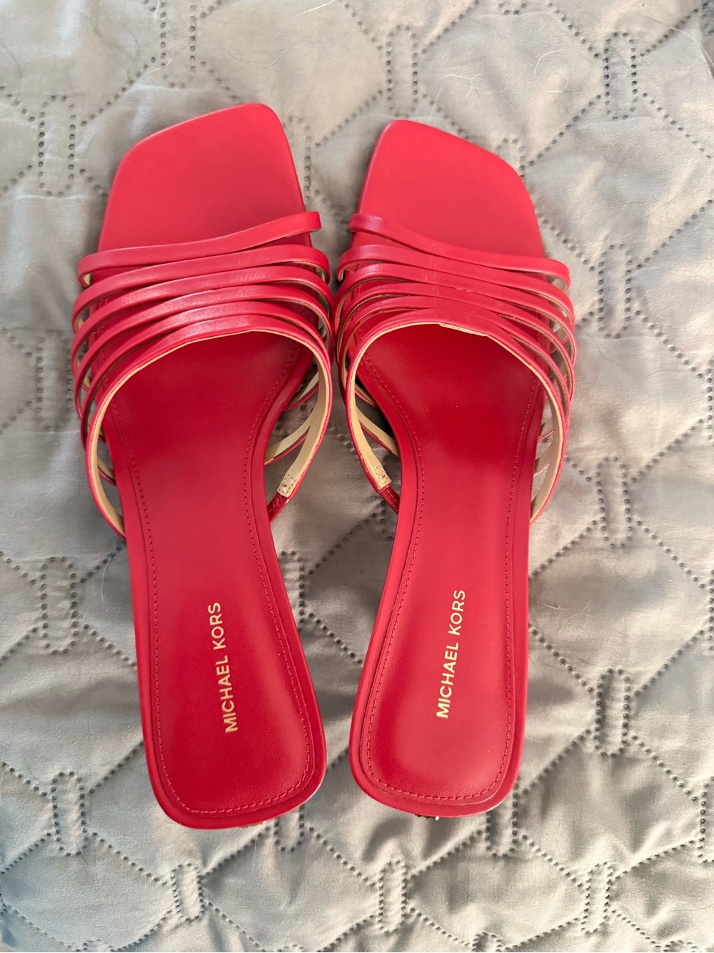 Michael Kors Red Strappy Kitten Heel Sandals - Picture 4 of 6